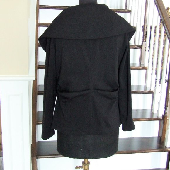 Black Stretchy Jacket Sweater Top with Large Collar 14 L - Picture 3 of 7